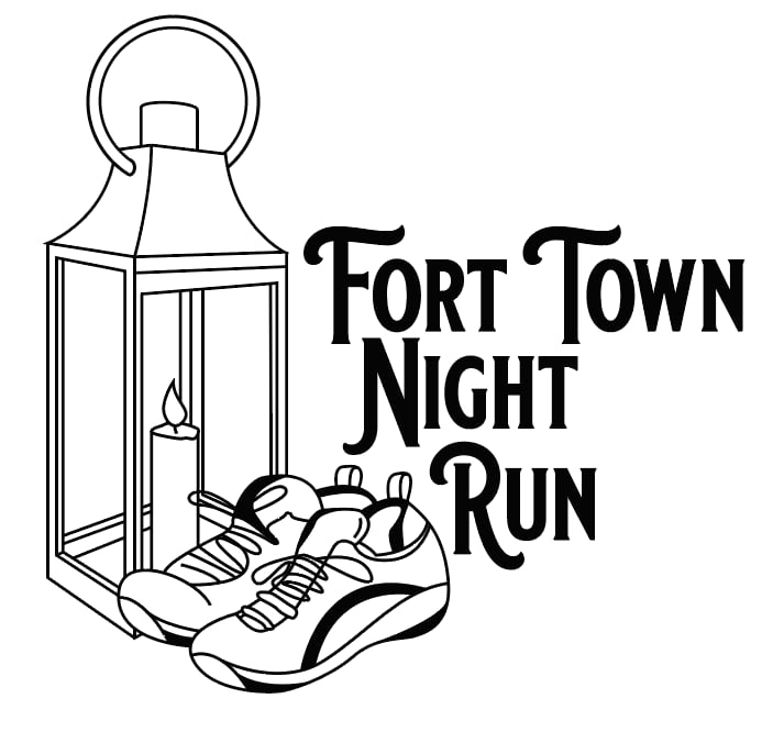 Logo for the Fort Town Night Run and Registration Link